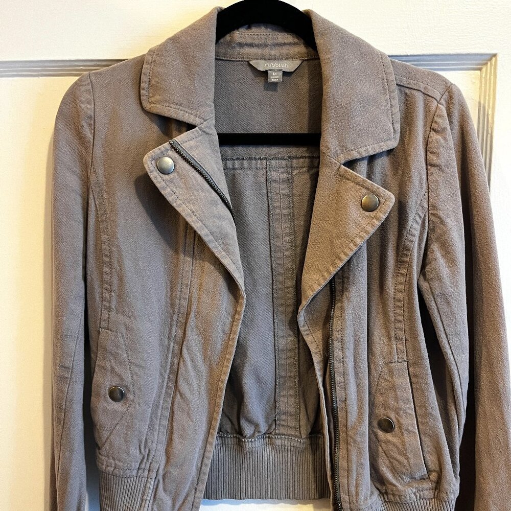 Rubbish Brand Cotton Moto Jacket - Light Gray - Size Medium